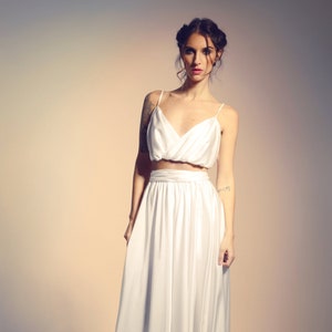 Silk Wedding Separates: Long Skirt and Cropped Top