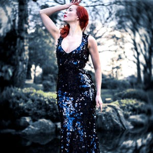 Burlesque Kostüm, schwarzes Pailletten Abendkleid, Abendkleid nach Maß, Abendkleid | Abschlussball, Gala, Roter Teppich Kleid, Luxus Kleid