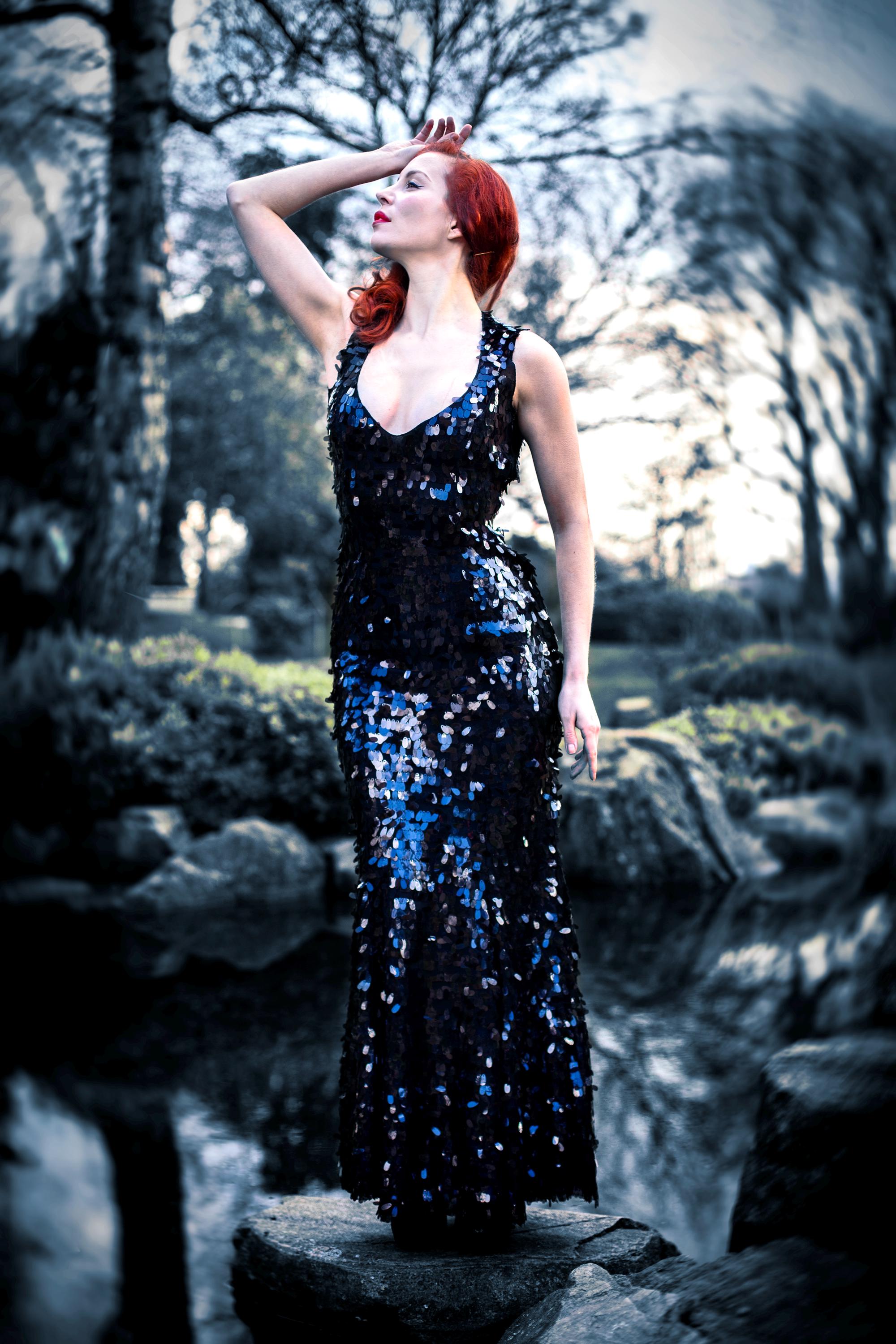 majestic sequin dress - black Black And Gold Gothic Wedding Dress With Sequin