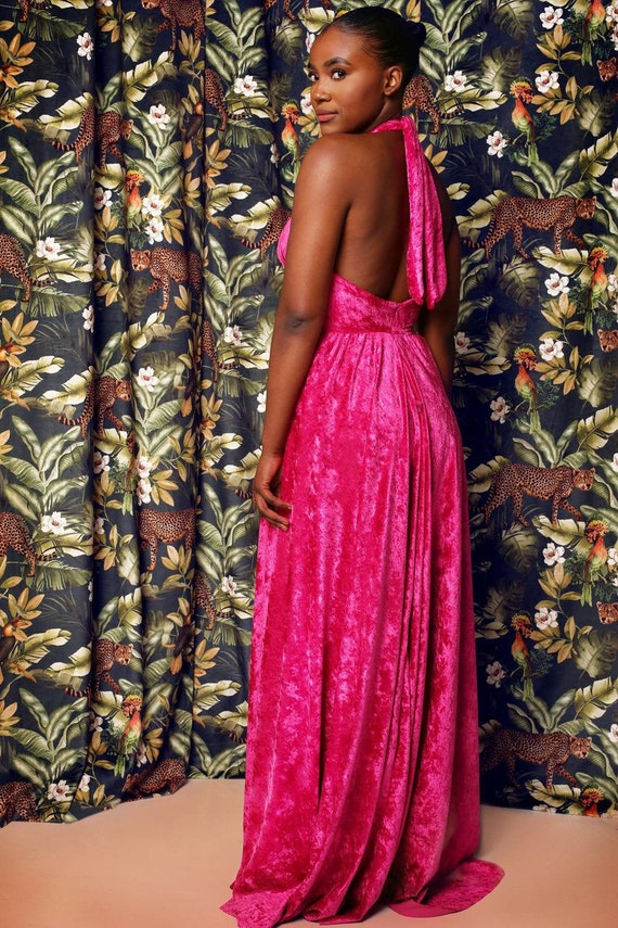 dark pink halter dress Vintage Italian pure silk halter cowl neck dark pink burgundy midi dress
