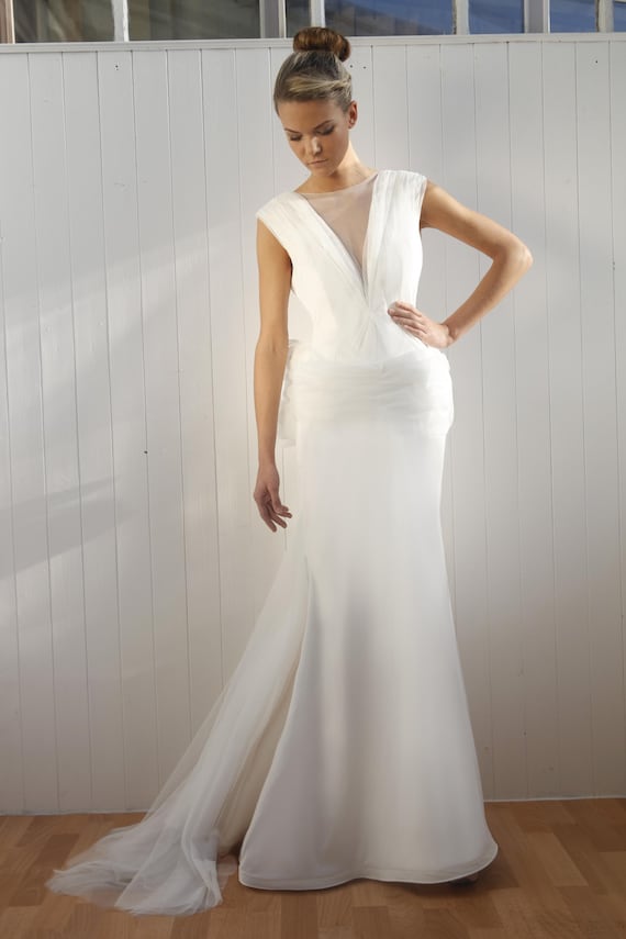 Vintage Style Lace Wedding Dress with Bow Belt Vintage Style Lace Wedding Dress with Bow Belt
