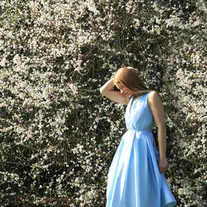 Vintage-Inspired Light Blue Cotton A-Line Dress: Elegant Wedding Guest Dress image 4