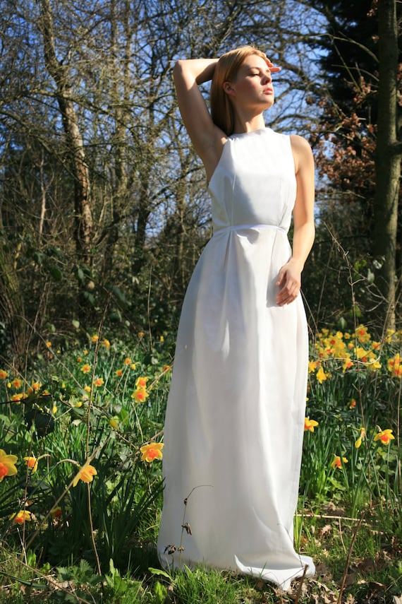 Organic White Cotton Maxi Dress: Lightweight Simple Style