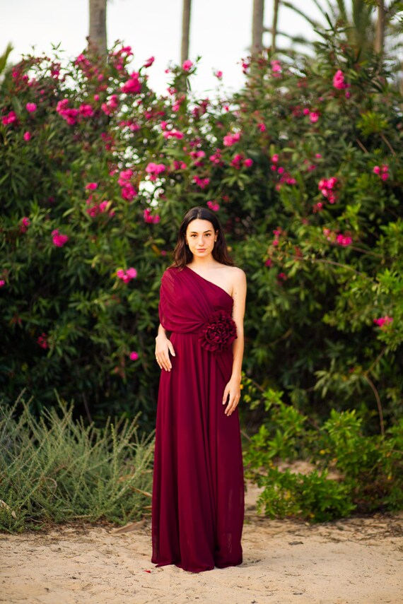 white christmas dresses Sexy Floral Halter V-neck Chiffon Long Bridesmaid Dresses Online