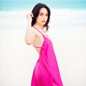 Silky Open Back Maxi Dress: Romantic Wedding & Beach Gown