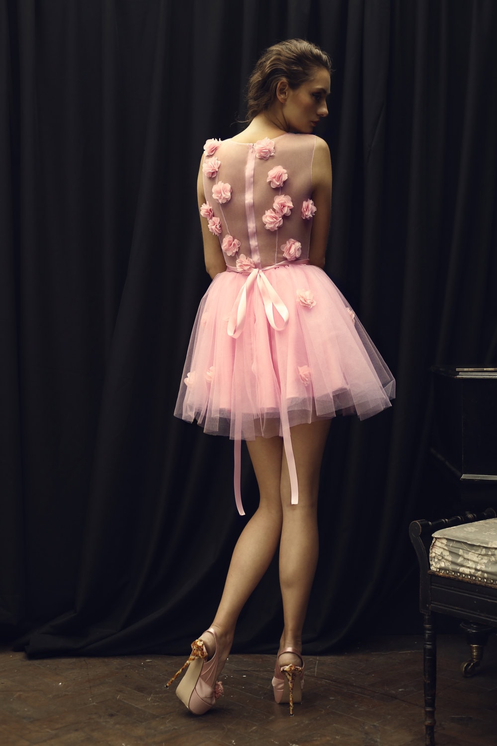 Vintage Rose Flower Girl Tutu Dress - Tulle Tutu - Wedding