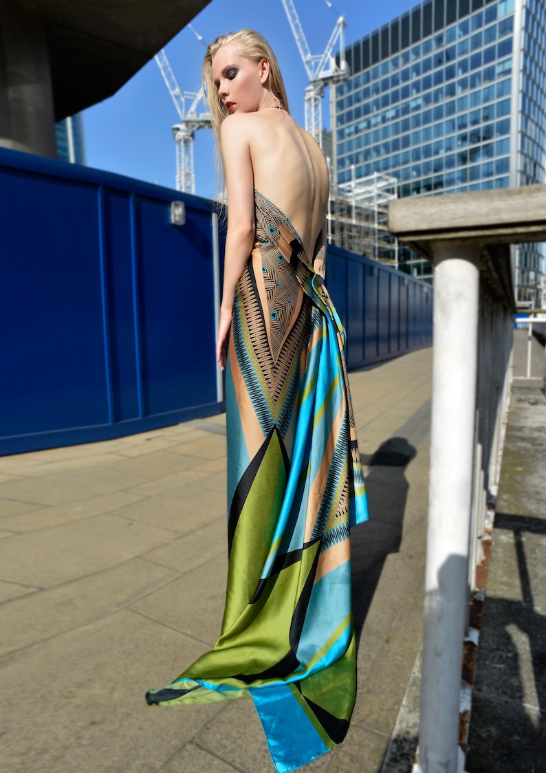 Open Back Black Crepe Satin Evening Gown: Minimalist Cocktail Dress image 5