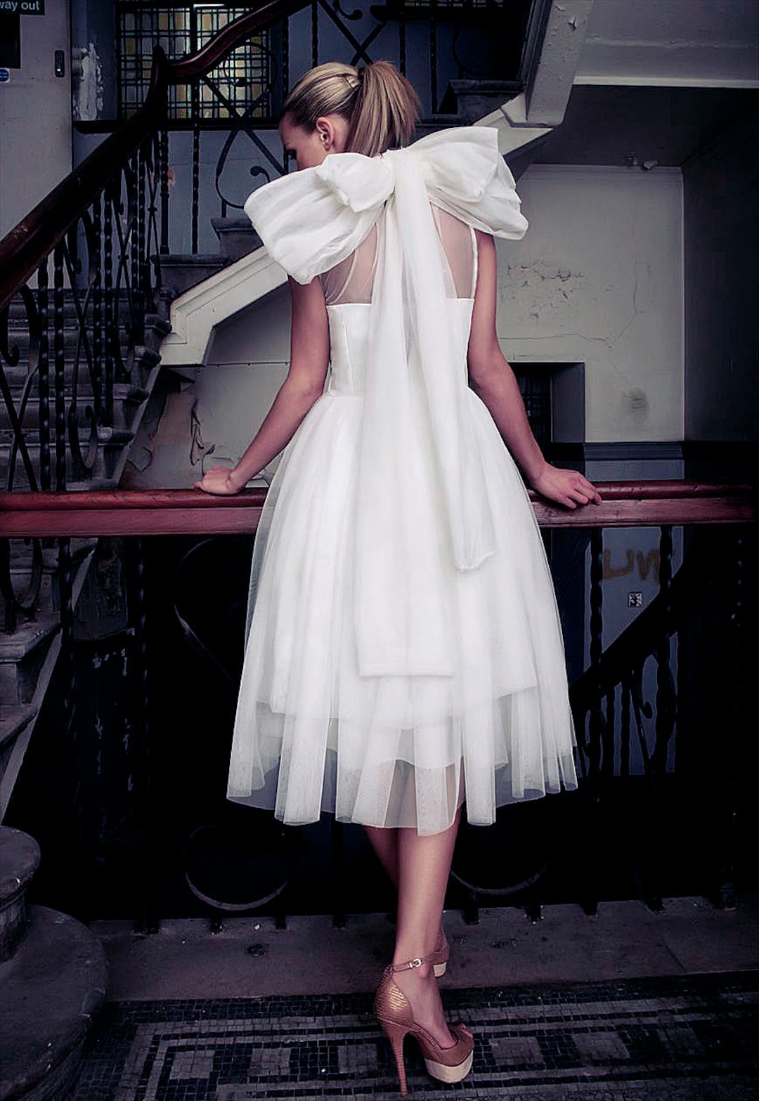 midi wedding dress with bow New Marchesa Notte Bridal Wedding Dresses