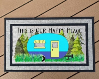 This is our happy place welcome mat
