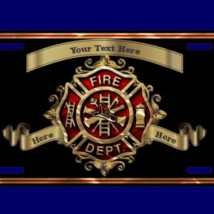 Custom Fire Maltese Cross Aluminum Licence Plate