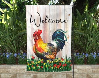 Rooster Garden Flag: Farmhouse Style, Rustic Outdoor Decor