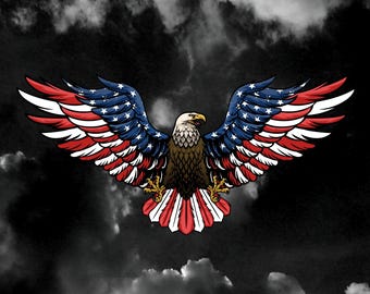 American Eagle Flag Decal, Patriotic Vinyl Sticker, Waterproof Outdoor Use