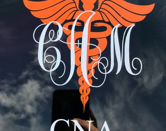 CNA-verpleegkundige monogram vinyl sticker, waterdichte medische sticker, zorgheld auto-/laptopsticker