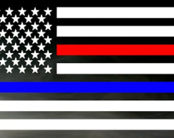 Calcomanía para ventana con bandera estadounidense, línea azul delgada, línea roja delgada