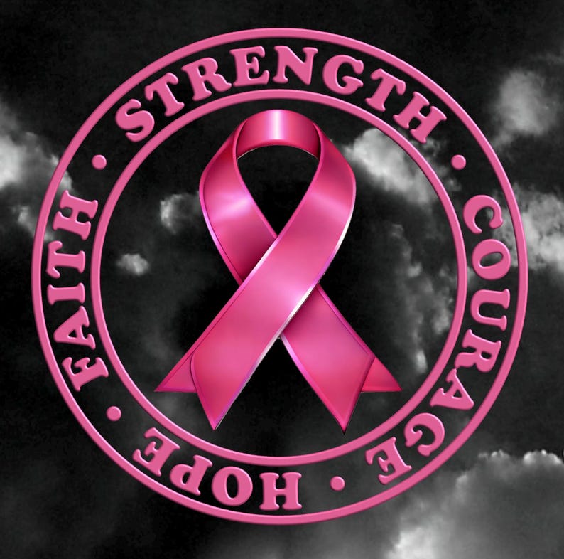 Breast Cancer Awareness Decal: Pink Ribbon Faith Hope Courage (vinyl ...