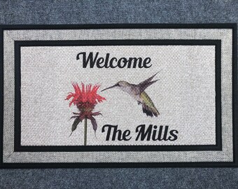 Personalized Humming Bird Welcome Mat