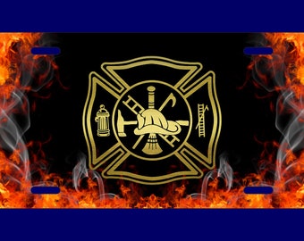 Fire Maltese Cross Aluminum Licence Plate