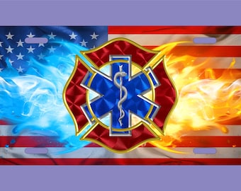 EMT Fire EMS Paramedic Aluminum License Plate, Personalized First Responder Vanity Tag, 6x12 UV Coated, First Responder Gift