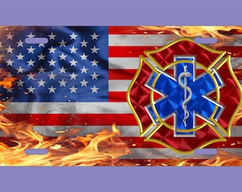 EMT Fire EMS Paramedic Aluminum License Plate, Personalized First Responder Vanity Tag, 6x12 UV Coated, First Responder Gift