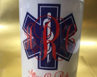 Custom EMT Paramedic Monogram coffee mug