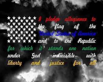 Calcomanía de vinilo de la bandera estadounidense "Pledge of Allegiance Thin Blue Line"