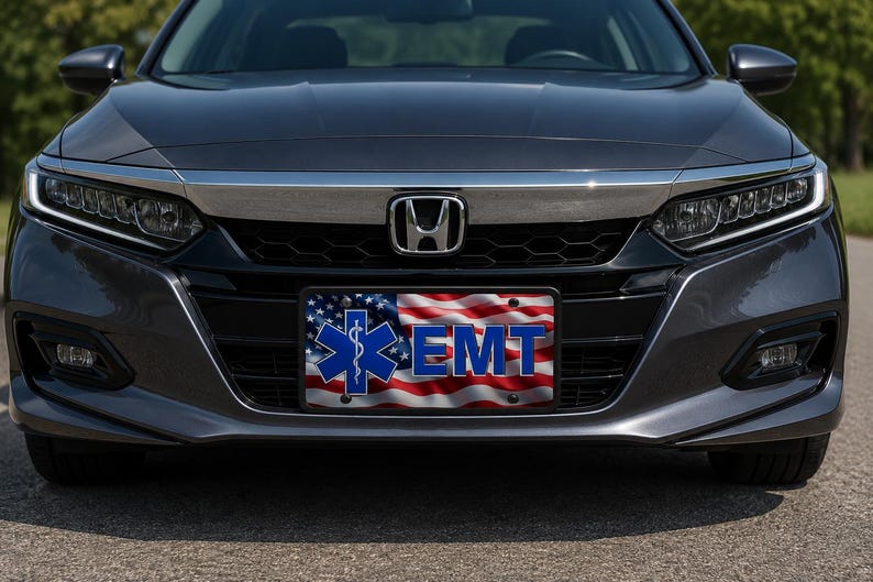 Personalized EMS Aluminum License Plate, EMT Paramedic Front Vanity Tag, 6x12 UV Coated Custom Plate, First Responder Gift image 4