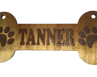Personalized wooden dog bone