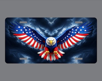 Patriotic Eagle Aluminum License Plate – 6x12 Patriotic Car & Truck Tag
