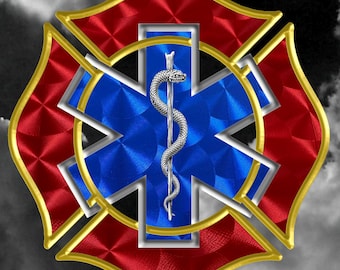 EMT Fire Maltese Cross Decal - Self-Adhesive, UV Resistant