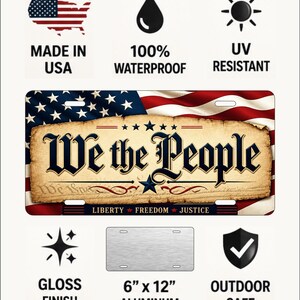 We the People Eagle Aluminum License Plate – 6x12 Patriotic Car & Truck Tag image 2