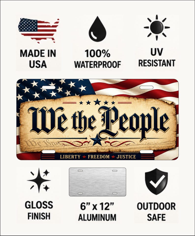 We the People Eagle Aluminum License Plate – 6x12 Patriotic Car & Truck Tag image 2