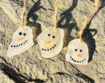 Sea Glass Snowmen-Set of 3