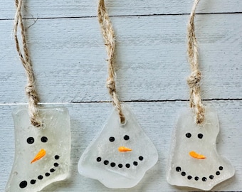 Sea Glass Snowmen-Set of 3