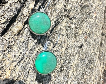 LOBSTERMAN'S WIFE Band Earrings-Teal w/ dark patches