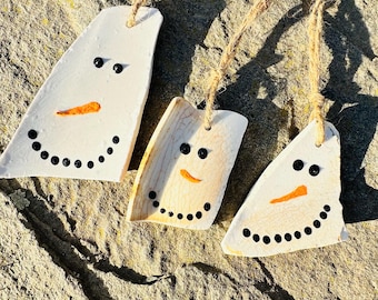 Sea Pottery Snowmen-Set of 3