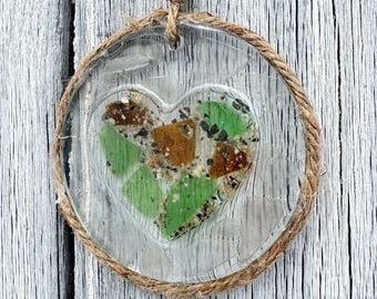 Sea Glass Sun Catcher-Heart