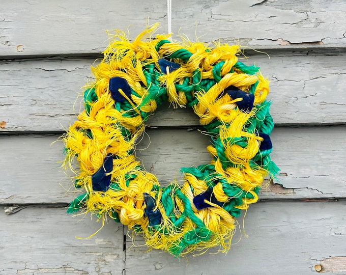 Featured listing image: Lobster Rope & Sea Glass Wreath