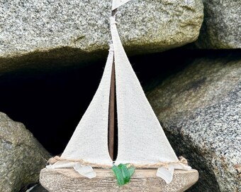 Sea Glass & Driftwood Sailboat