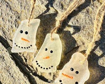 Sea Glass Snowmen-Set of 3