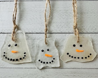 Sea Glass Snowmen-Set of 3