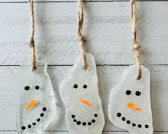 Sea Glass Snowmen-Set of 3