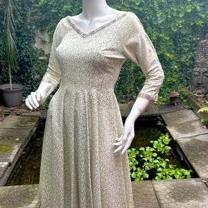 FABULOUS 1950s COCKTAIL - Patio Dress - STUNNING Neckline with Braiding - Size Extra Small