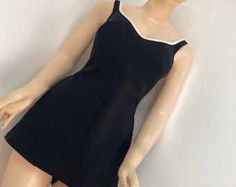 Maillot de bain SLIX COOL VINTAGE des années 60/70 en noir et blanc taille 44