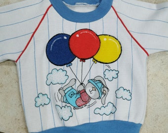 ADORABLE 'Babyfair' BUNNY /w Plush BALLOONS Printed Toddler Pullover Size 18-24 Months