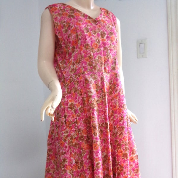 Vintage 1960s HOME SEWN Fit + Flare ROCKABILLY dress  - Size Large