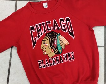 HOCKEY 1990's NHL Chicago Blackhawks Red Pullover SWEATSHIRT Size Medium