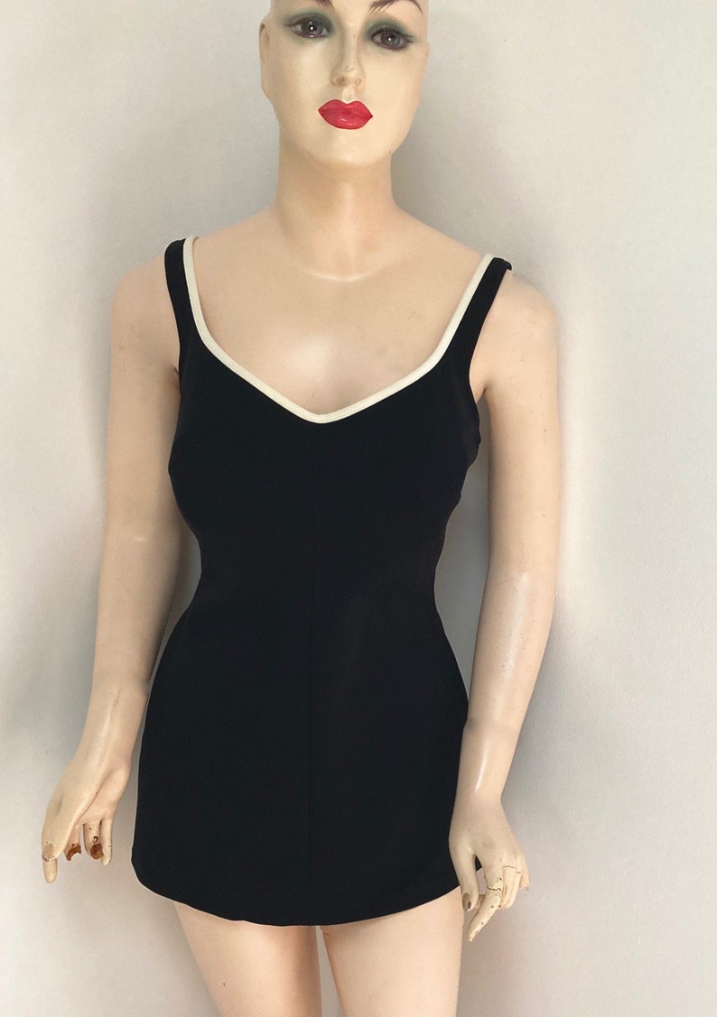 COOL VINTAGE 1960s/70s SLIX Swimsuit in black and white size 44 image 2