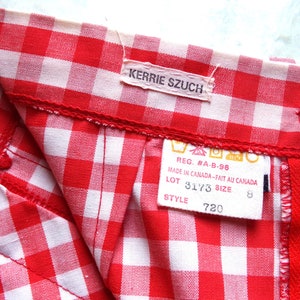 VINTAGE 1960s/70s High Waisted Red and White Gingham TEEN pleated SKiRT image 7