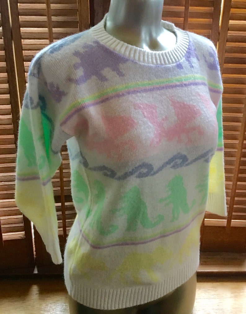 pastel dinosaur sweater
