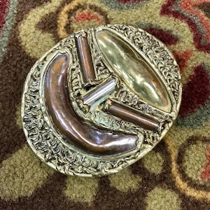 ARTSY Weirdo Face BRASS Abstract Belt BUCKLE Reattachable 1970s Funky Accessory